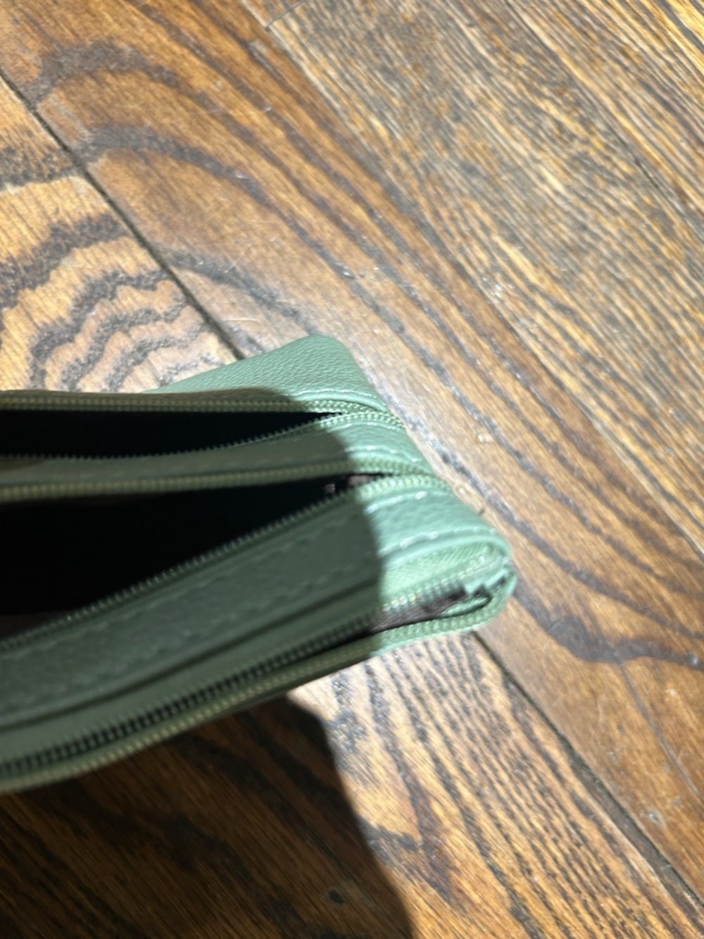Minimal Double-Zip Keychain Coin Purse in Sage Green - Picture 7 of 7